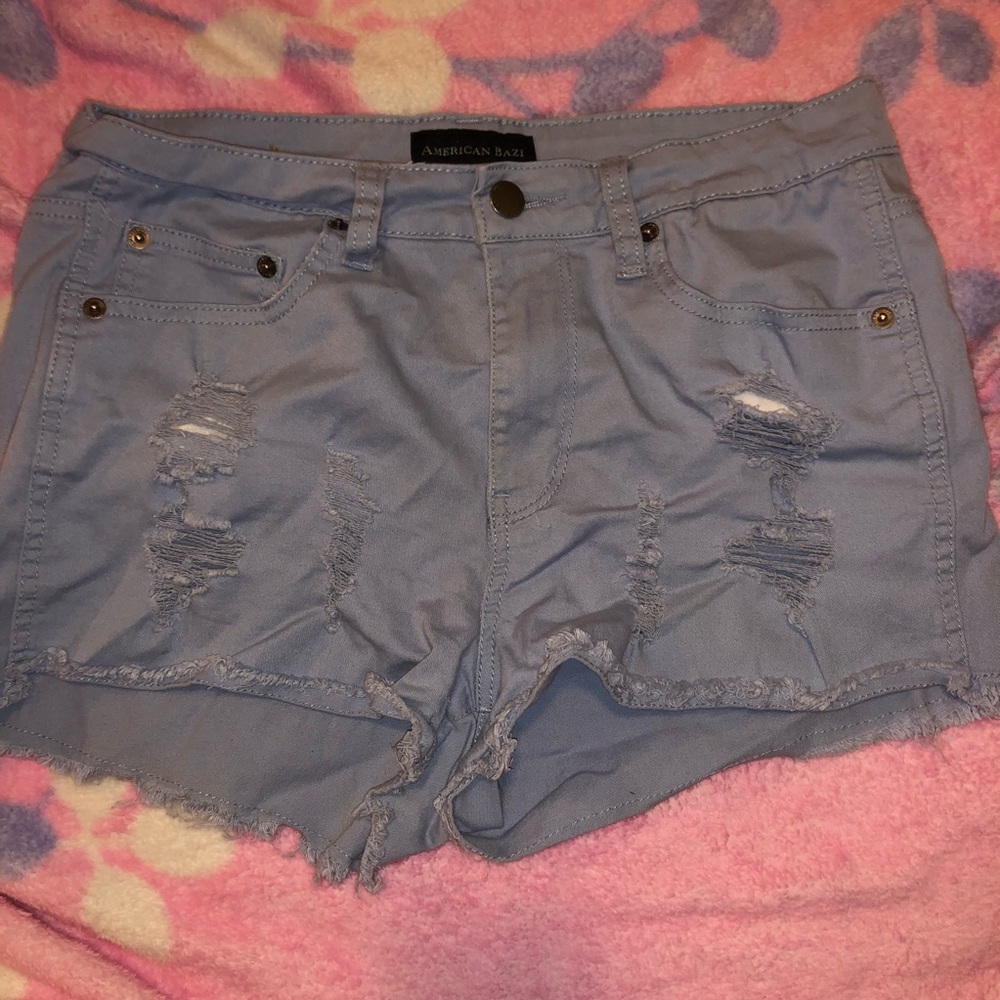 american light blue denim shorts
